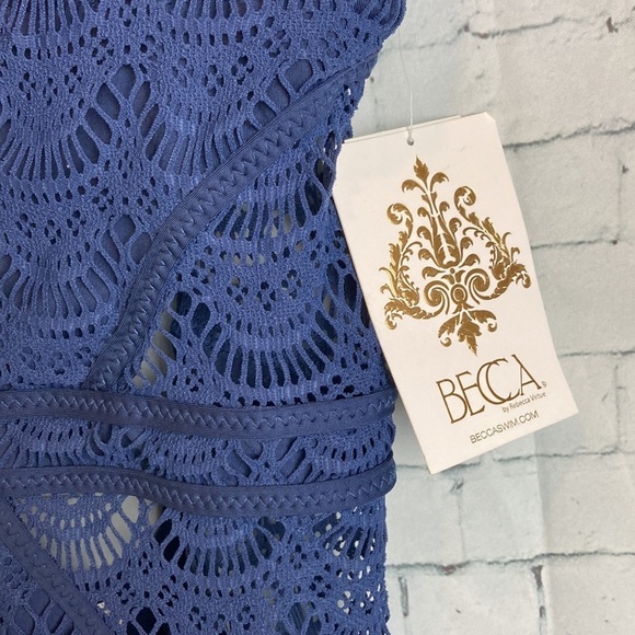 BECCA NWT Show & Tell One-Piece Swimsuit M Lace Crochet Sexy Vacation Coast - Picture 4 of 16
